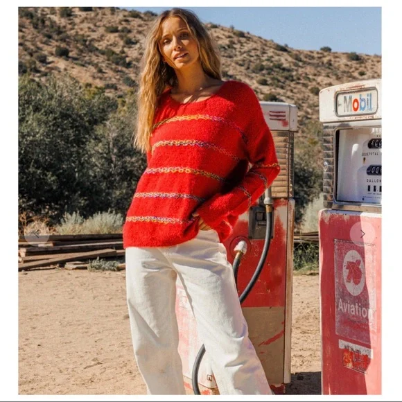 Boho chic Strip Knit Sweater Top - Picture 2 of 8